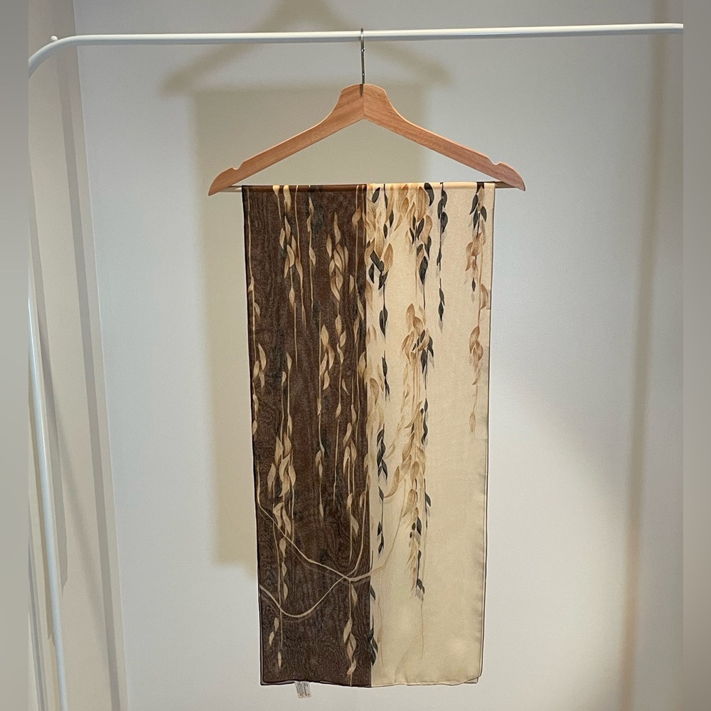 Brown and Cream Patterned Scarf